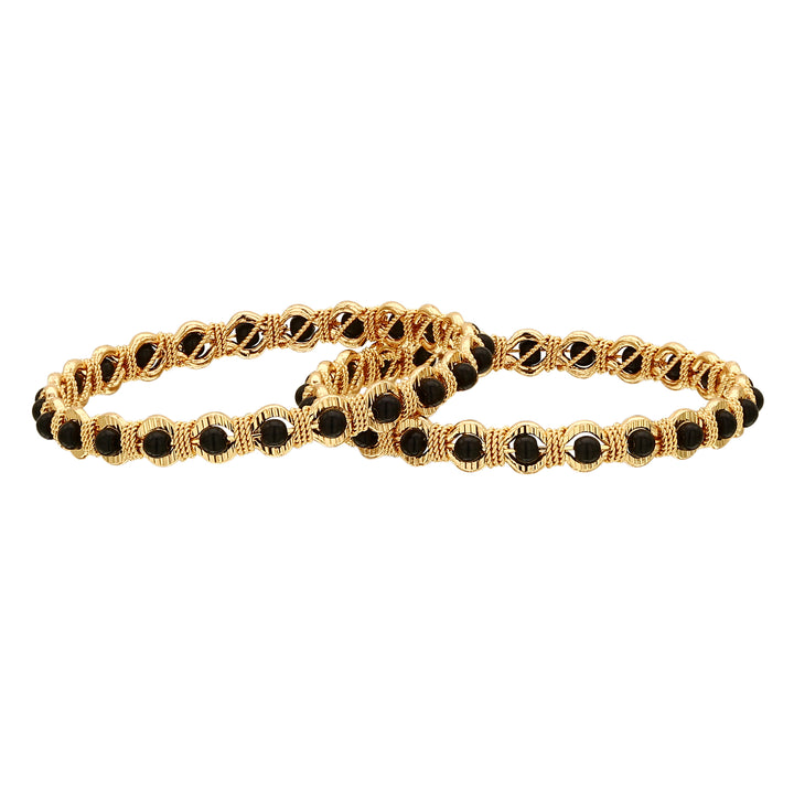 New Traditional Micro Gold Plated Black Bead Bangles Online