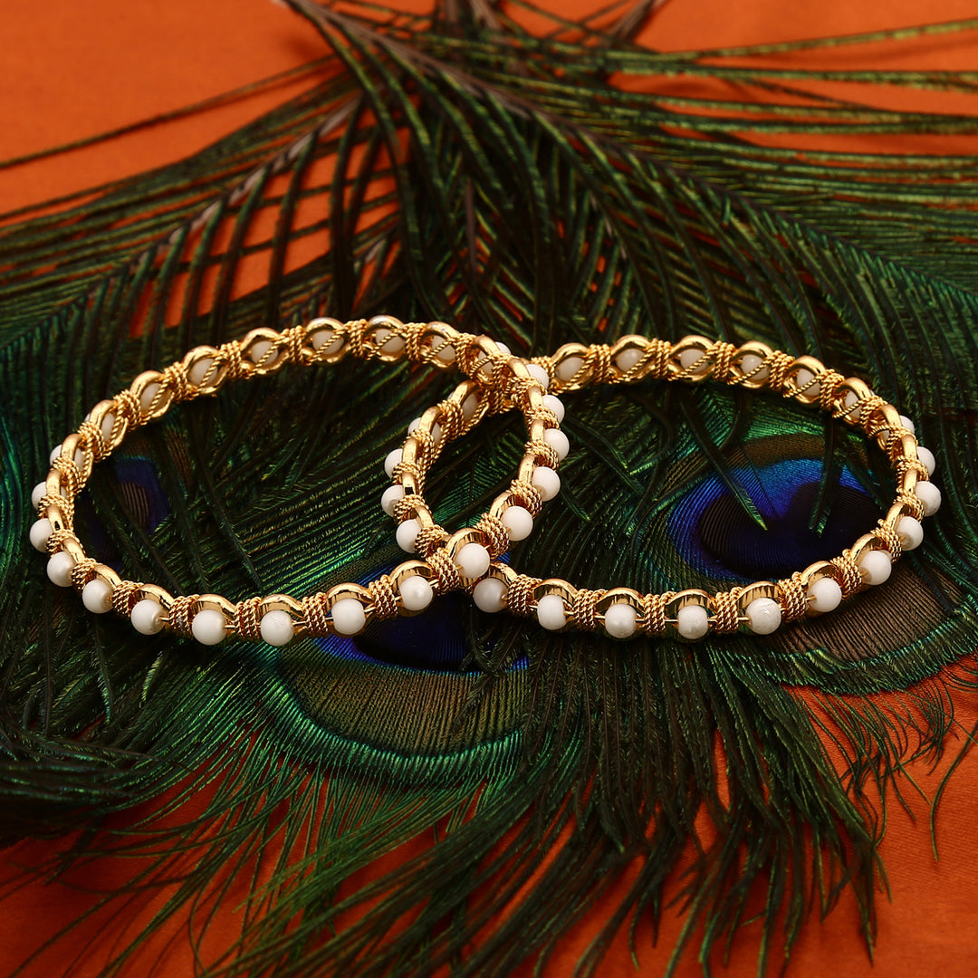 Micro Gold Plated Pearl Beads Traditional Bangles - Online Shopping