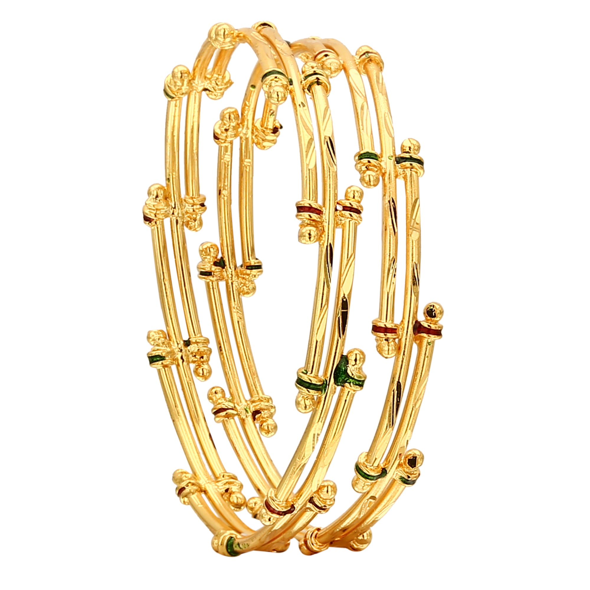 Latest Micro Gold Finished Zig-Zag Bangles for Women - Traditional Wear Jewelry | Sasitrends - Sasitrends