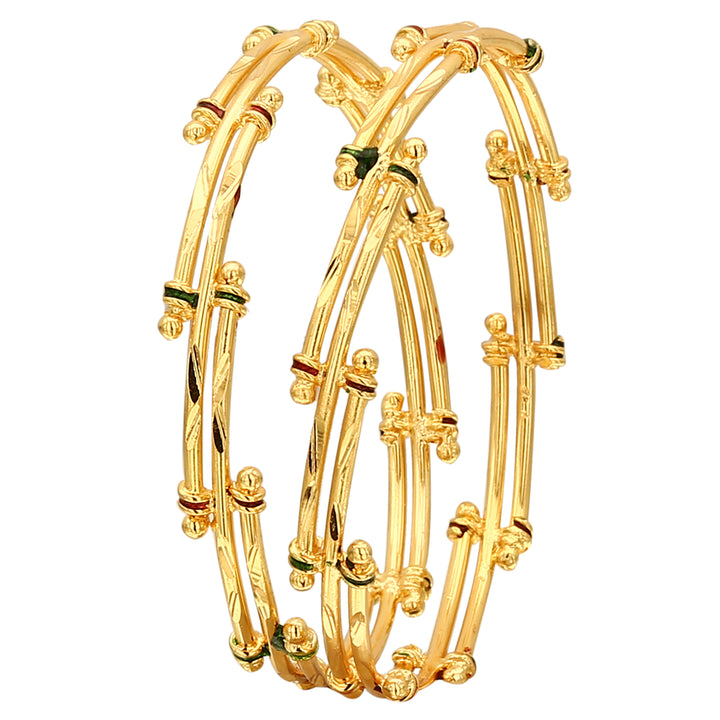 Latest Micro Gold Finished Zig-Zag Bangles for Women - Traditional Wear Jewelry | Sasitrends - Sasitrends