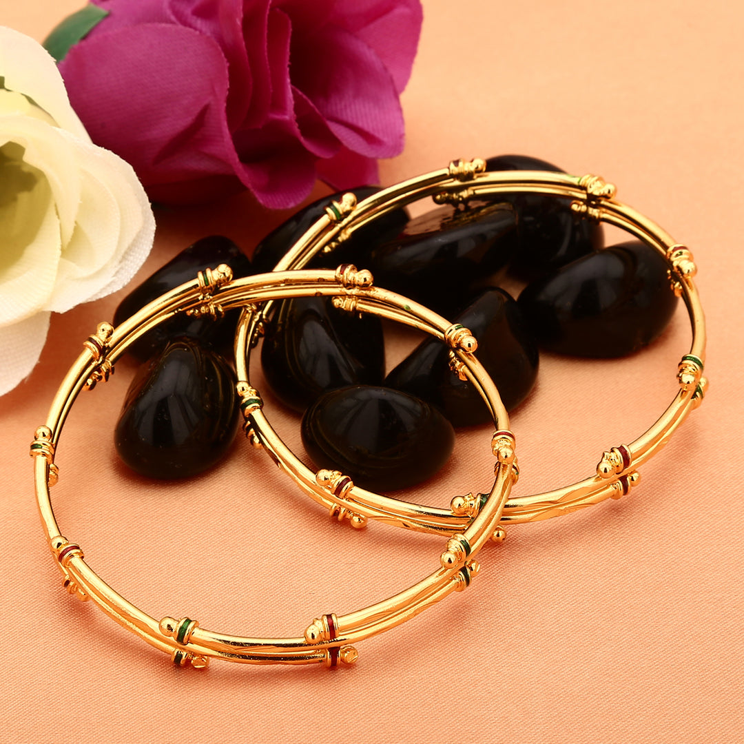 Traditional Wear Micro Gold Finished Zig-Zag Bangles Set - Trendy Jewelry for Women