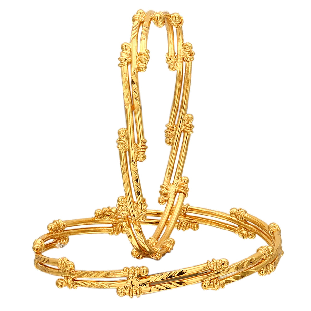 Shop Trendy Wear Micro Gold Finished Zig-Zag Bangles Set - 24 Carat Gold Plated Brass