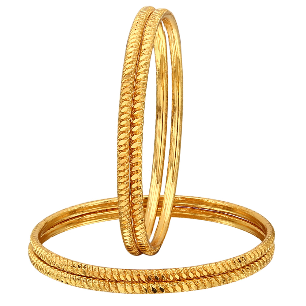 Latest Traditional Micro Gold Plated Thin Bangles Set of 4