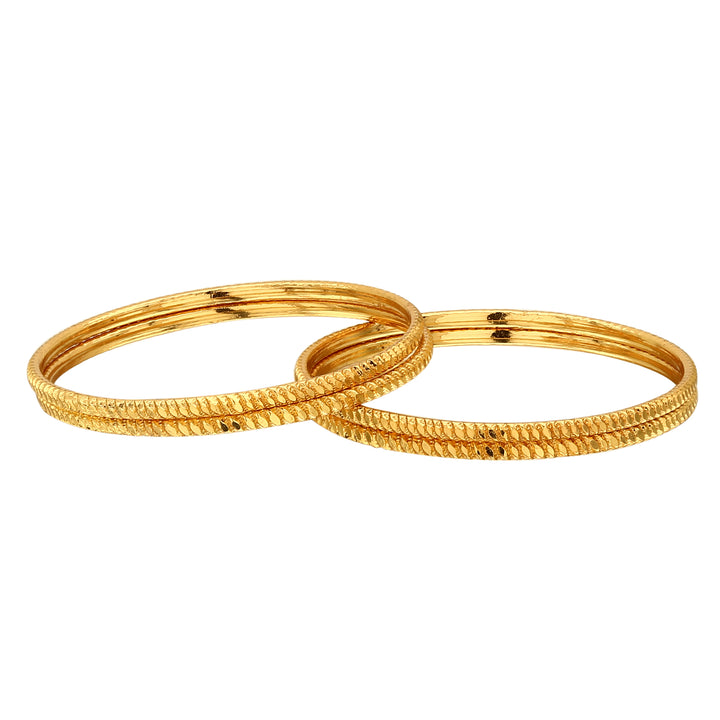 Micro Gold Plated Thin Bangles Set - Latest Traditional Jewelry