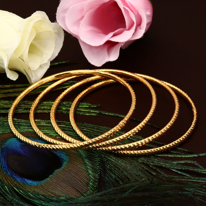 Exquisite Set of 4 Micro Gold-Plated Thin Bangles - Latest in Traditional Elegance - Sasitrends