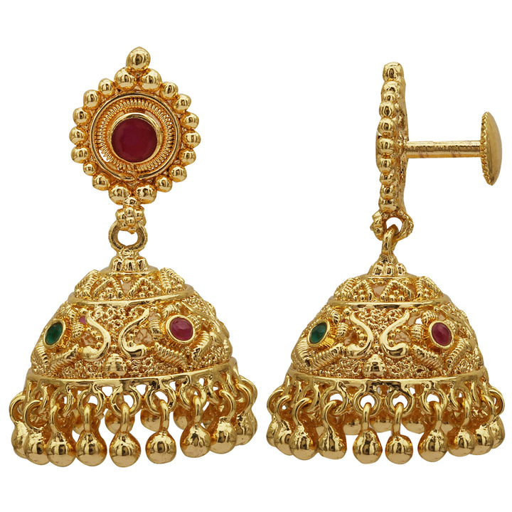 Exquisite Micro Gold Plated AD Stone Jhumkas for Women - Traditional Wear