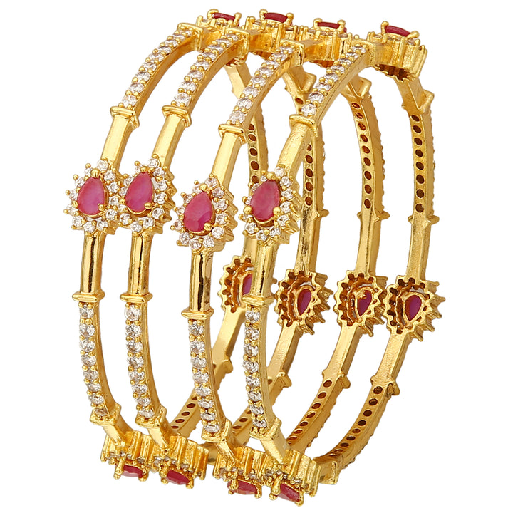 American Diamond Stones Micro Gold Plated Bangles - Sasitrends