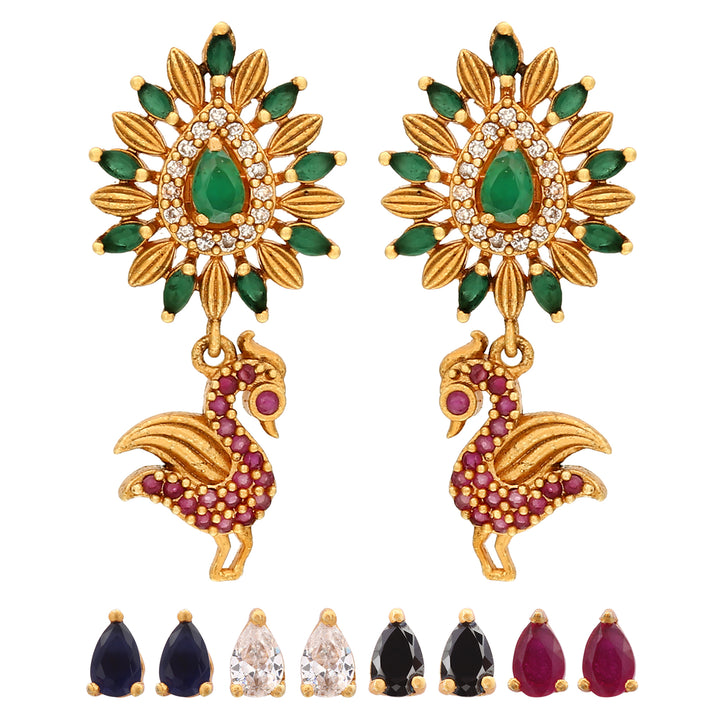 Temple Matte Gold Plated Jhumka Earrings - Sasitrends