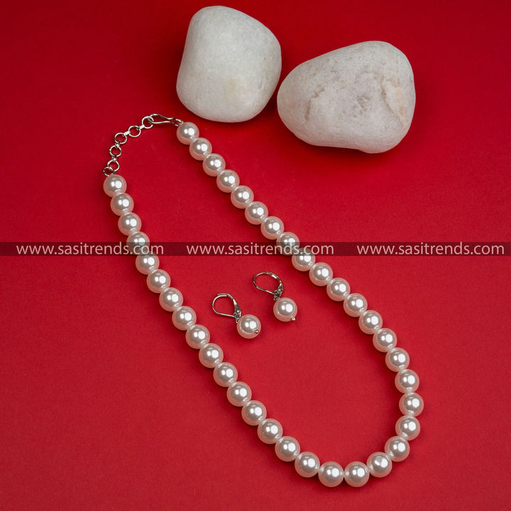 Latest Trendy Shell Pearl Necklace Mala Set with Earrings for Women | Sasitrends