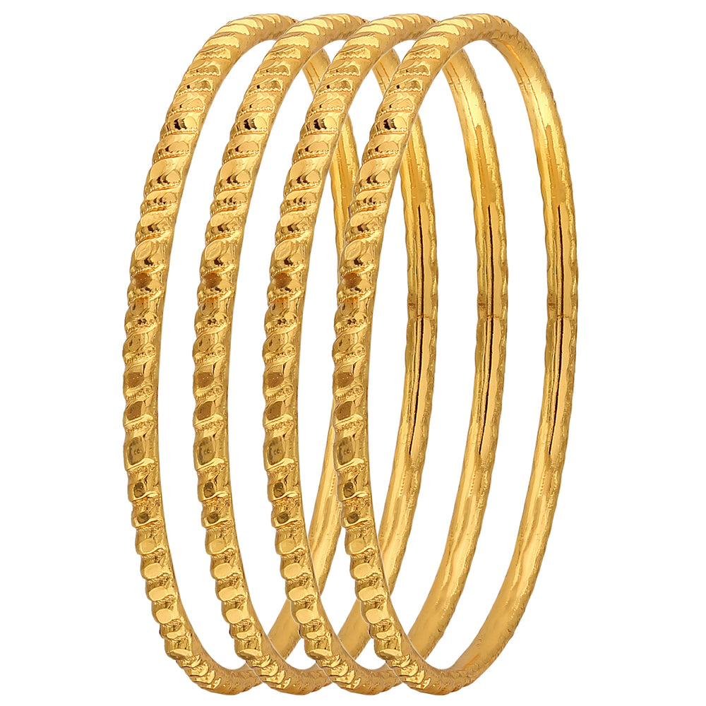 Stunning Micro Gold Plated Thin Bangles Set of 4 - Trendy Women's Jewelry Collection