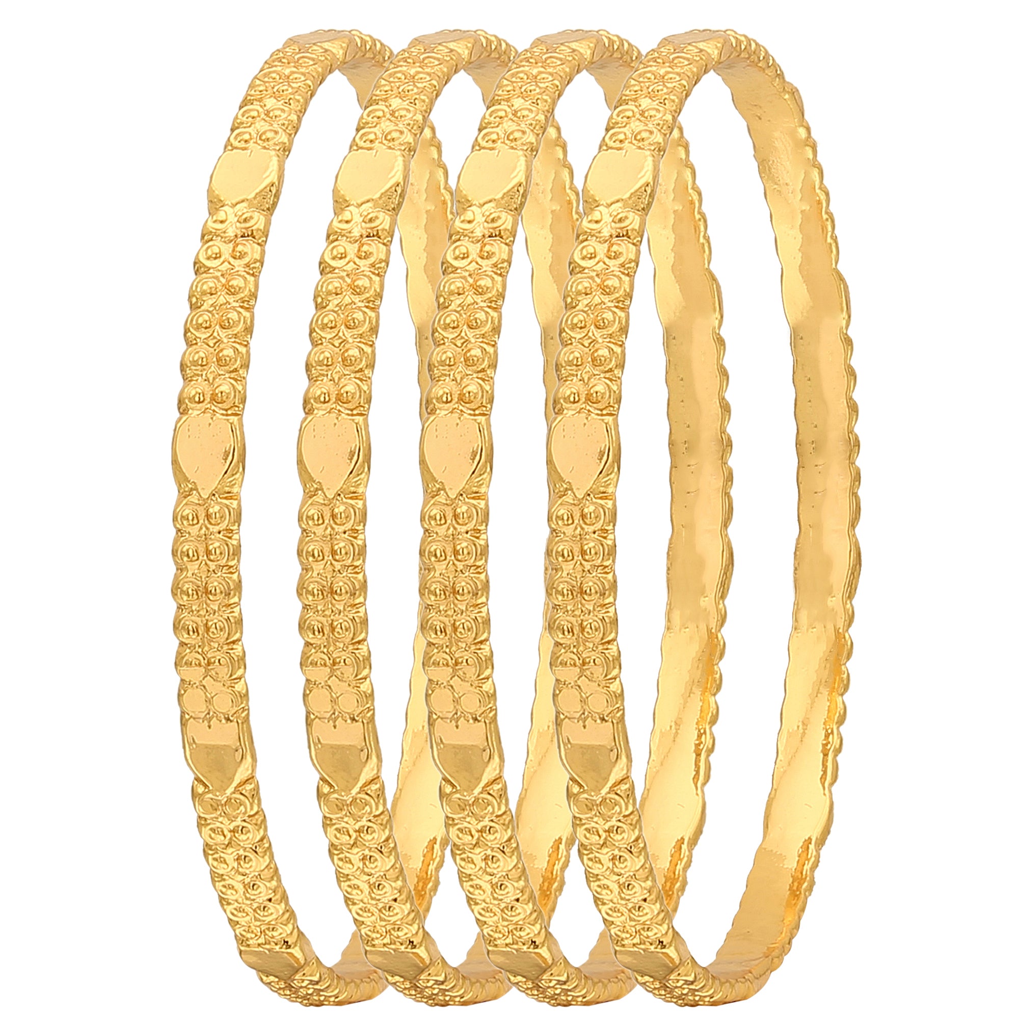 New Guaranteed Jewelry for Women - Micro Gold Plated Oval Pattern Bangles Set of 4