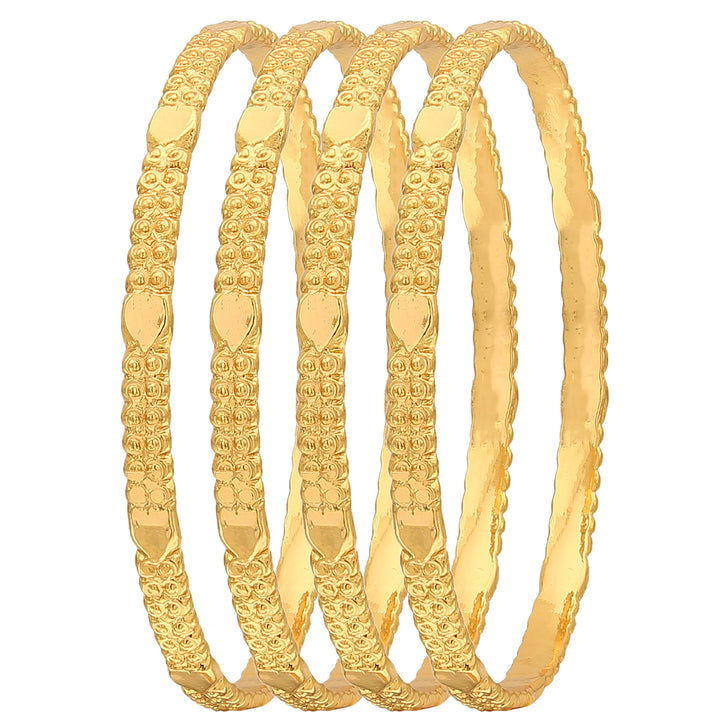 New Guaranteed Jewelry for Women - Micro Gold Plated Oval Pattern Bangles Set of 4