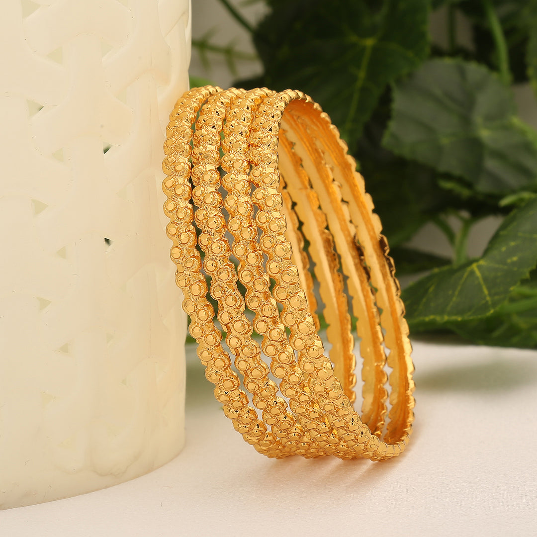 Trendy Traditional Micro Gold Plated Bangles Set of 4 - Brass Material - Guaranteed Plating - Lifetime Service