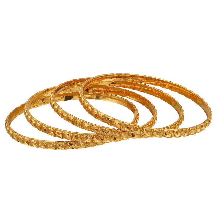 Oval Design Micro Gold Plated Bangles Set of 4 - Traditional Jewelry for Women