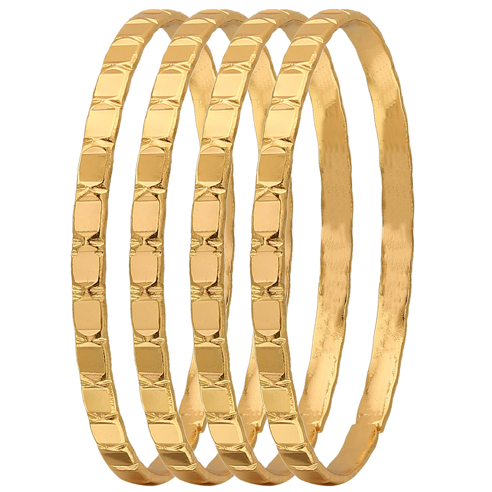 New Micro Gold Plated Thin Bangles Set - Traditional Wear Collection