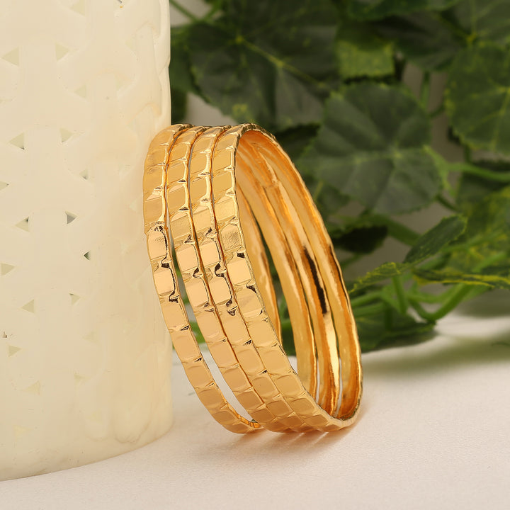 Micro Gold Plated Thin Bangles Set of 4 - Traditional Collections