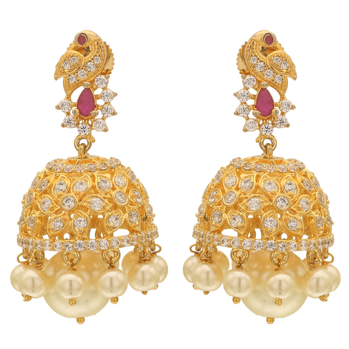 American Diamond Micro Gold Plated Long Jhumkas Earrings - Sasitrends