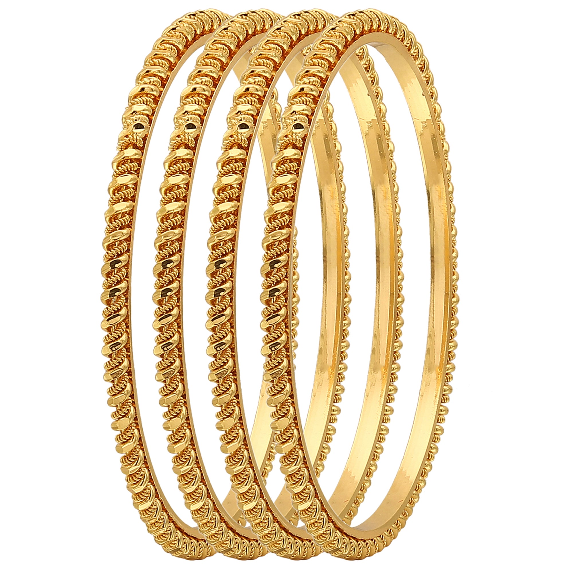 Micro Gold Plated Thin Bangles Set of 4 - Traditional Jewellery Collection