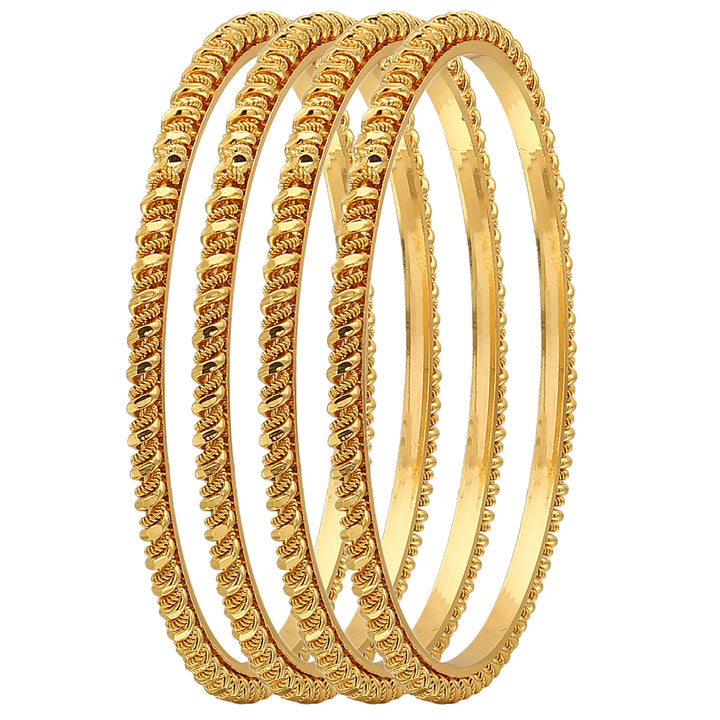 Micro Gold Plated Thin Bangles Set of 4 - Traditional Jewellery Collection