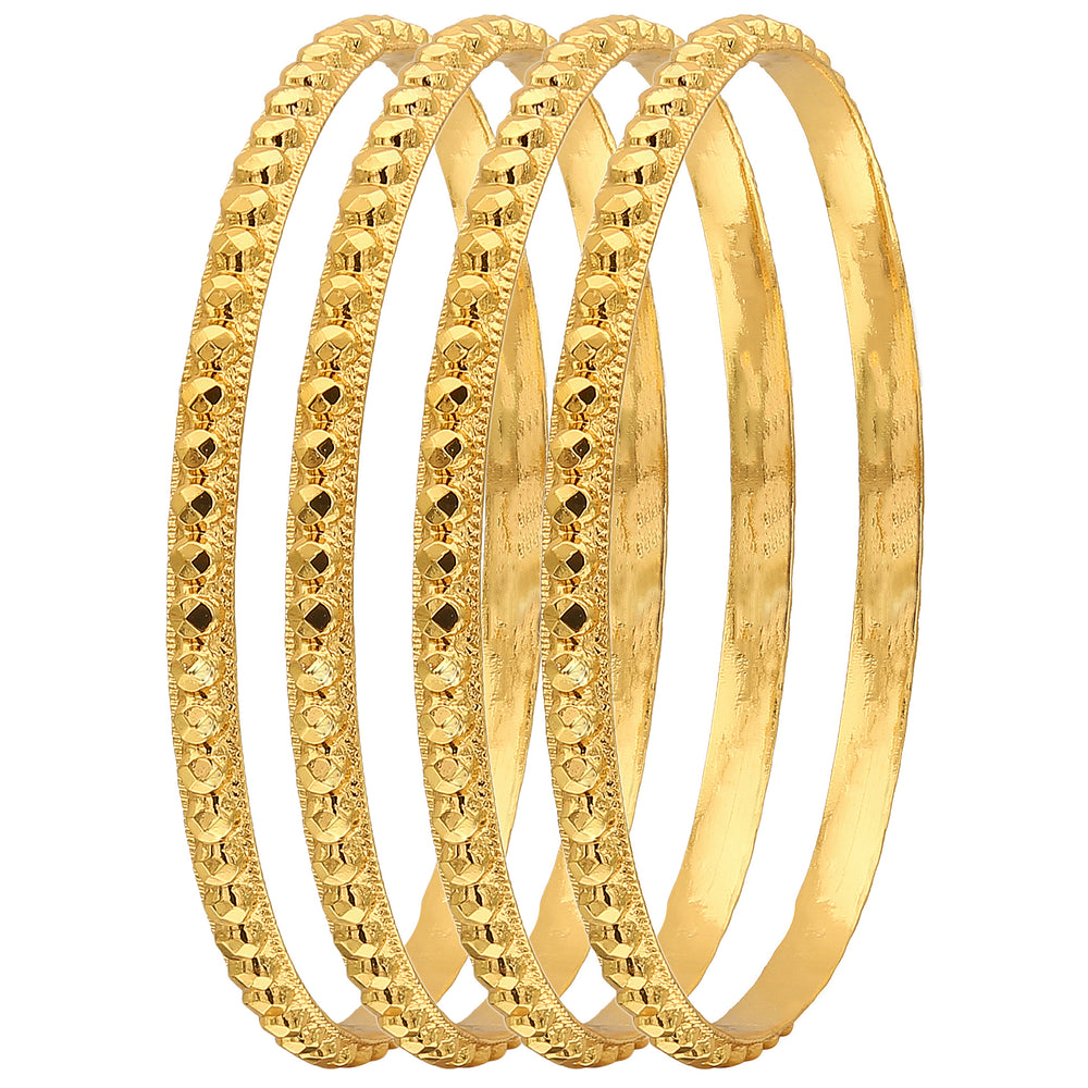 Trendy Micro Gold Plated Thin Bangles Set of 4 - New Arrival