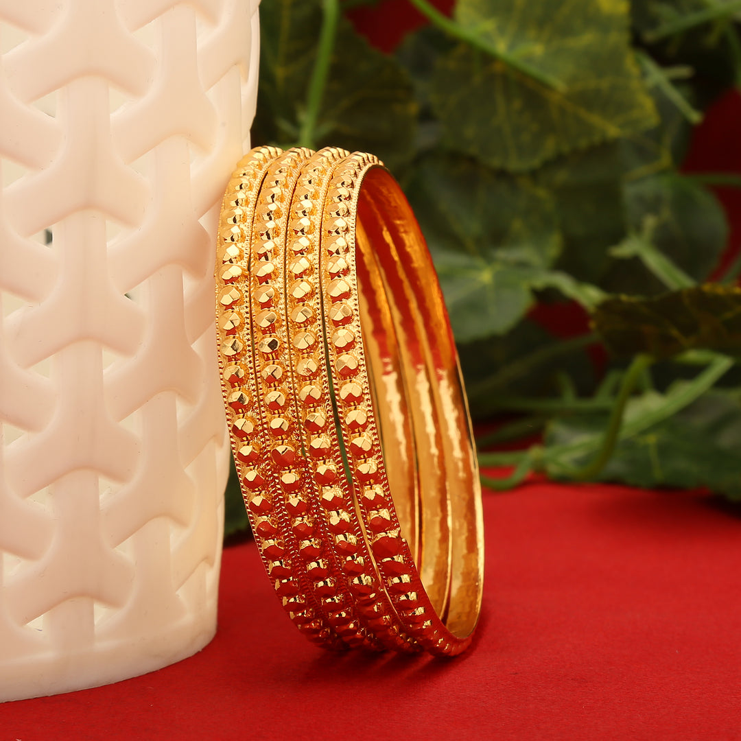 Micro Gold Tone Thin Bangles Set of 4 - Latest Collection for Women