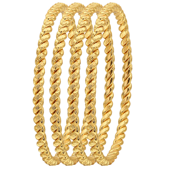 Micro Gold Plated Leaf Bangles - Set of 4 | Traditional Jewelry for Women