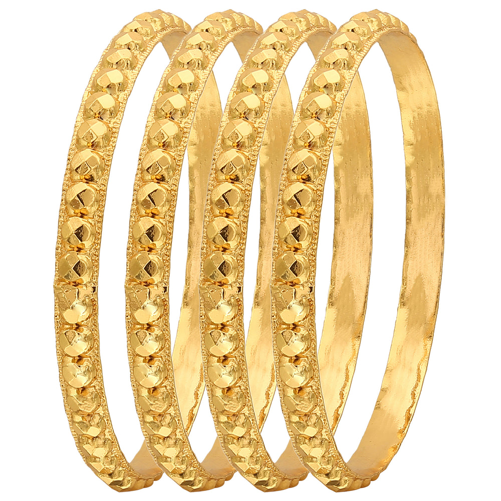 Trendy Micro Gold Plated Bangles Set of 4 | Latest Brass Collection with 24 Carat Gold Tone | Lifetime Guarantee