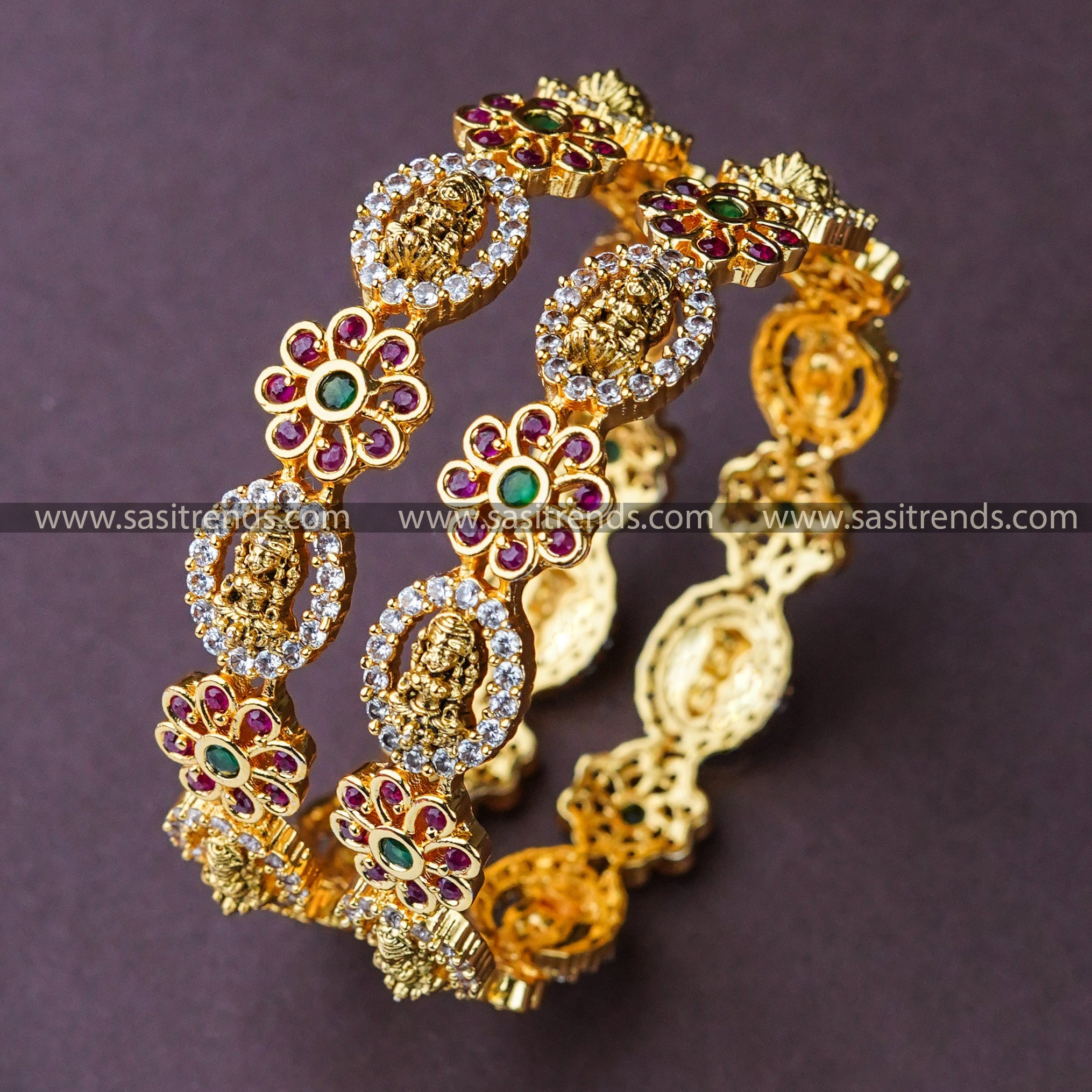 Exquisite Multi-Color Bangles with Goddess Lakshmi and Floral Motifs - Perfect for Traditional Occasions and Gifting