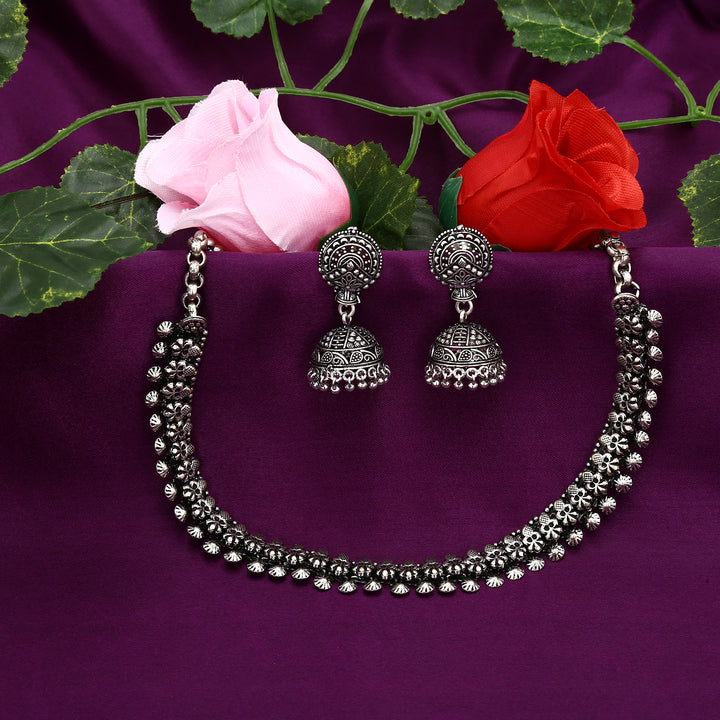 Fancy Oxidised German Silver Necklace Jewellery Set Online - Sasitrends