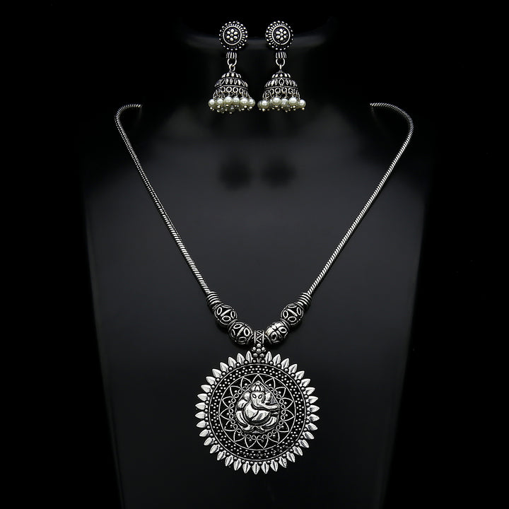 Latest Oxidised Silver Look Jhumka Necklace Jewellery Set Online - Sasitrends