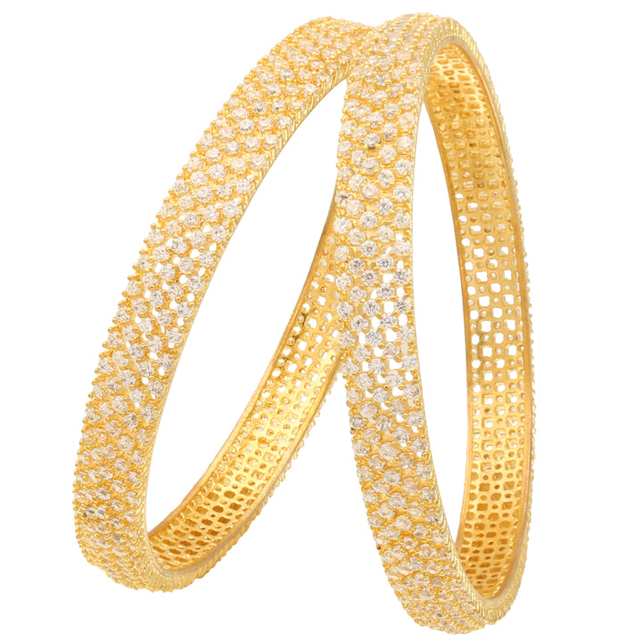 Micro Gold Plated AD Traditional Stone Bangles - Sasitrends - Sasitrends