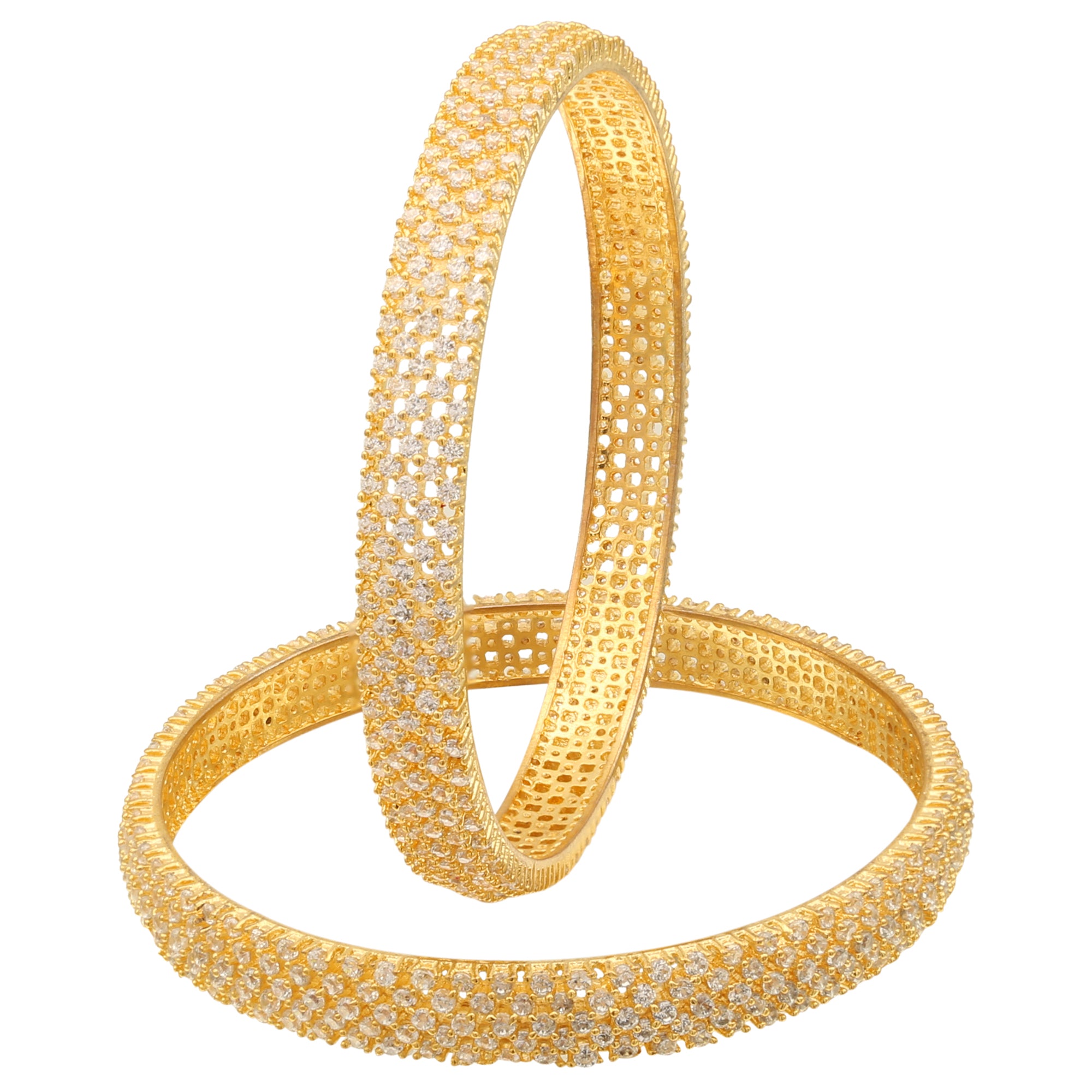 Micro Gold Plated AD Traditional Stone Bangles - Sasitrends - Sasitrends