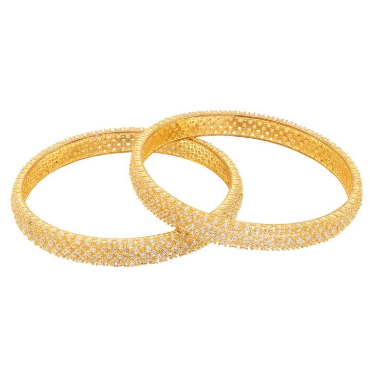 Micro Gold Plated AD Traditional Stone Bangles - Sasitrends - Sasitrends