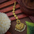 Traditional Jewelry: Grand Bridal Temple Gold Floral Maang Tikka with AD Stones