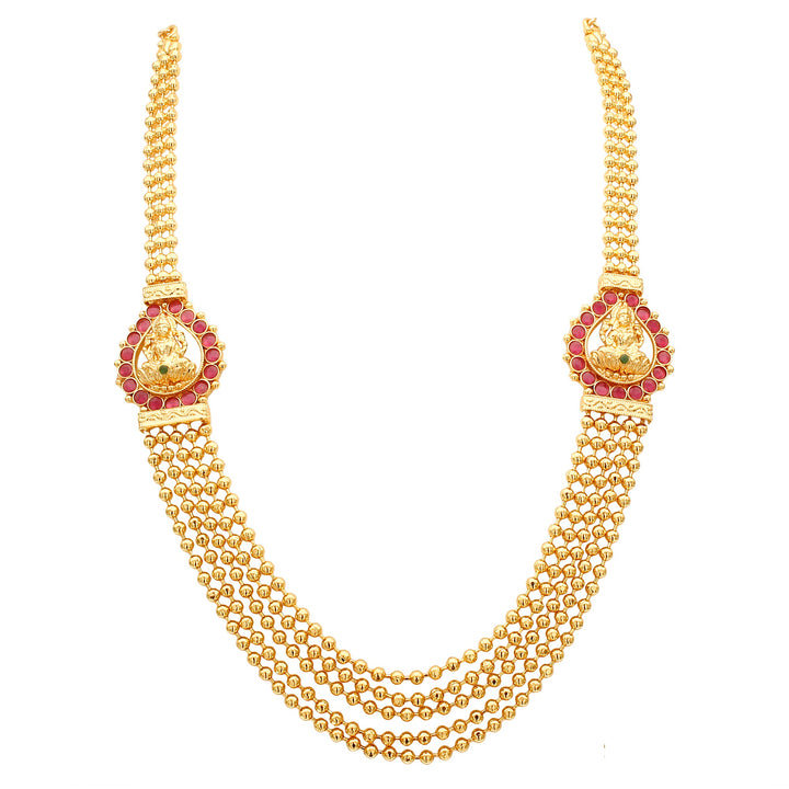 Timeless Tradition: Micro Gold-Plated Necklace with Lakshmi Mugappu Motif