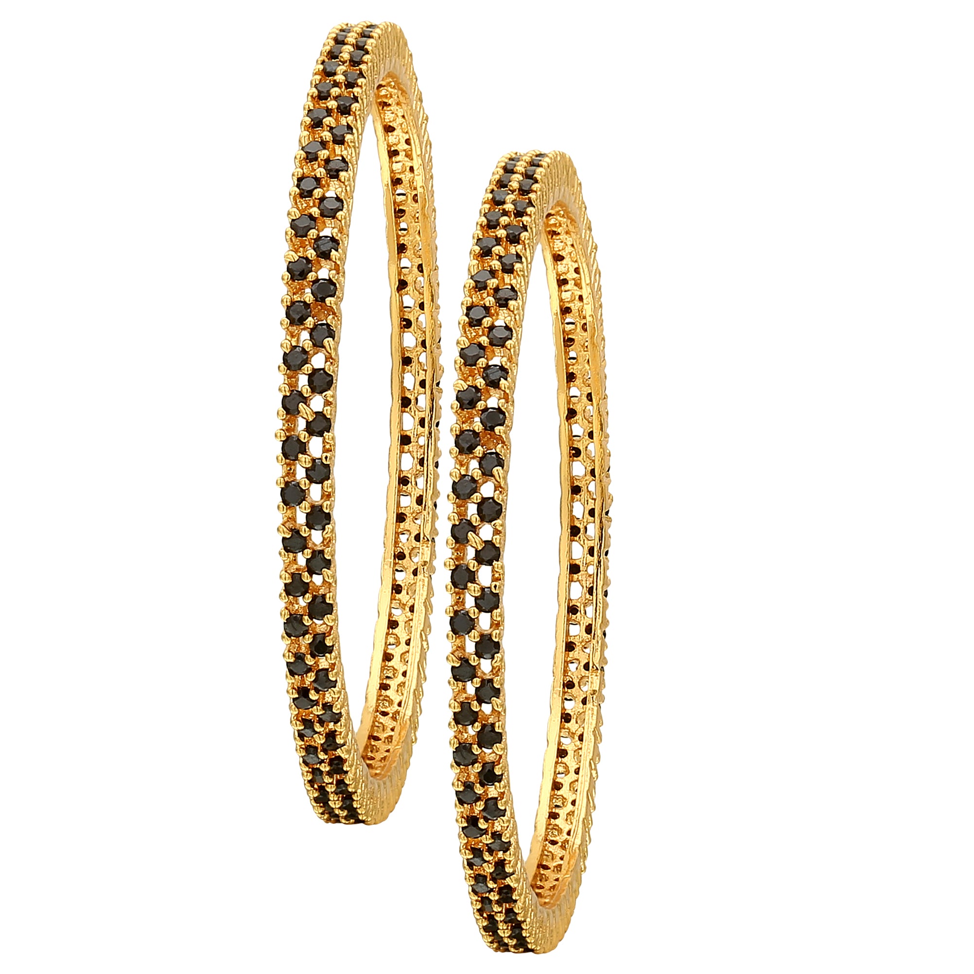 Gorgeous Micro Gold Plated American Diamond Black Stone Bangles | Trendy Jewelry