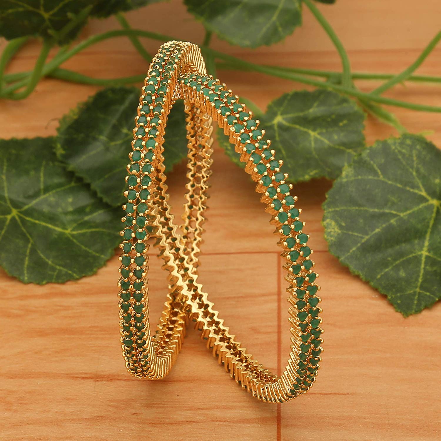 AD Green Stone Bangles Online