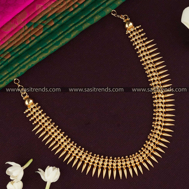 Kerala Traditional Mullapoo Layered Micro Gold Plated Necklace - Sasitrends