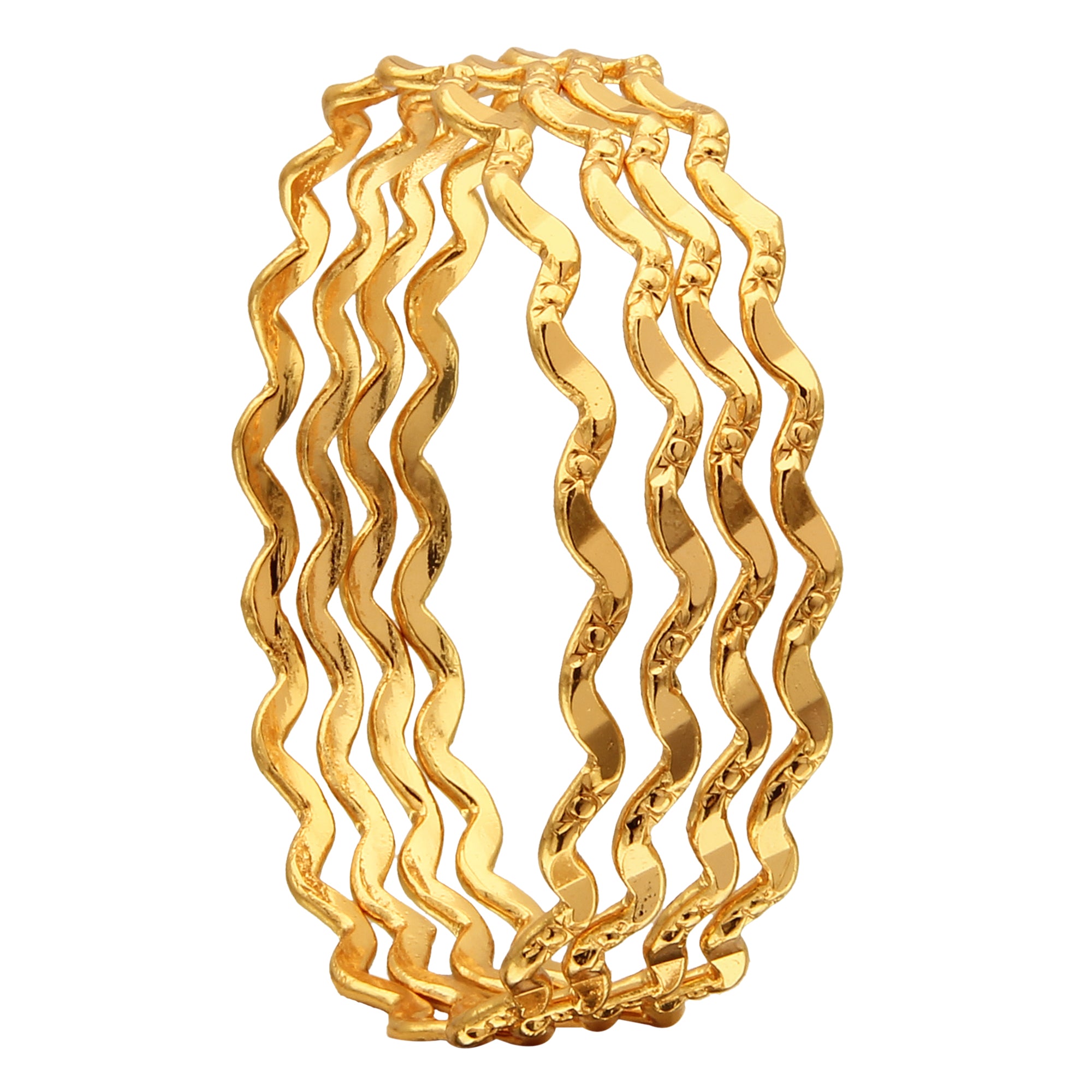 Trendy Micro Gold Finished Thin Neli Bangles Set - 24 Carat Gold Plating