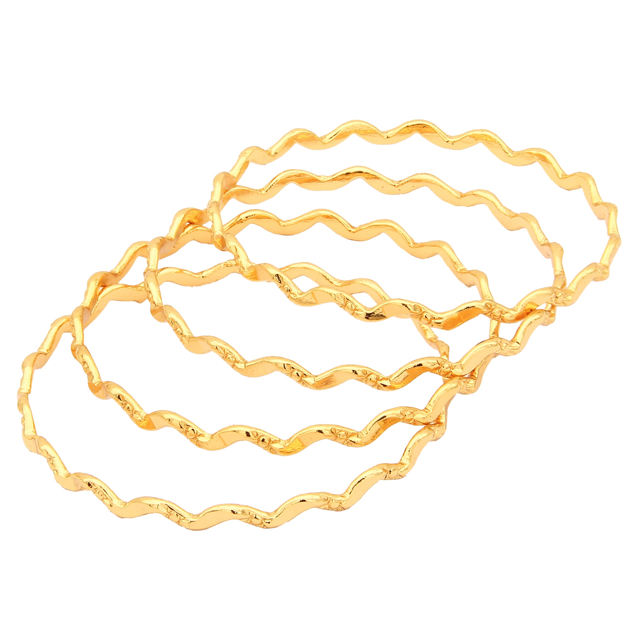 Trendy Micro Gold Finished Thin Neli Bangles Set - Exquisite Brass Jewelry