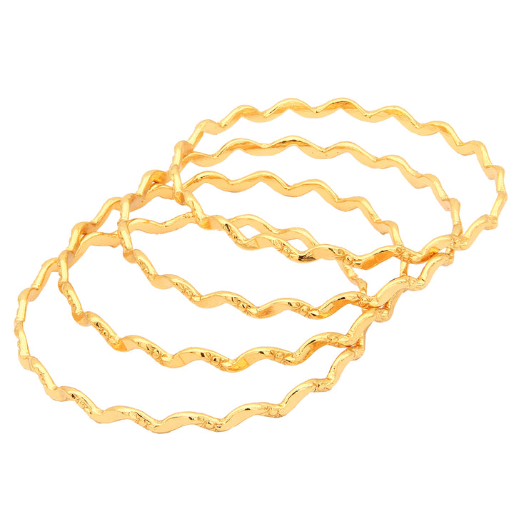 Trendy Micro Gold Finished Thin Neli Bangles Set - Exquisite Brass Jewelry