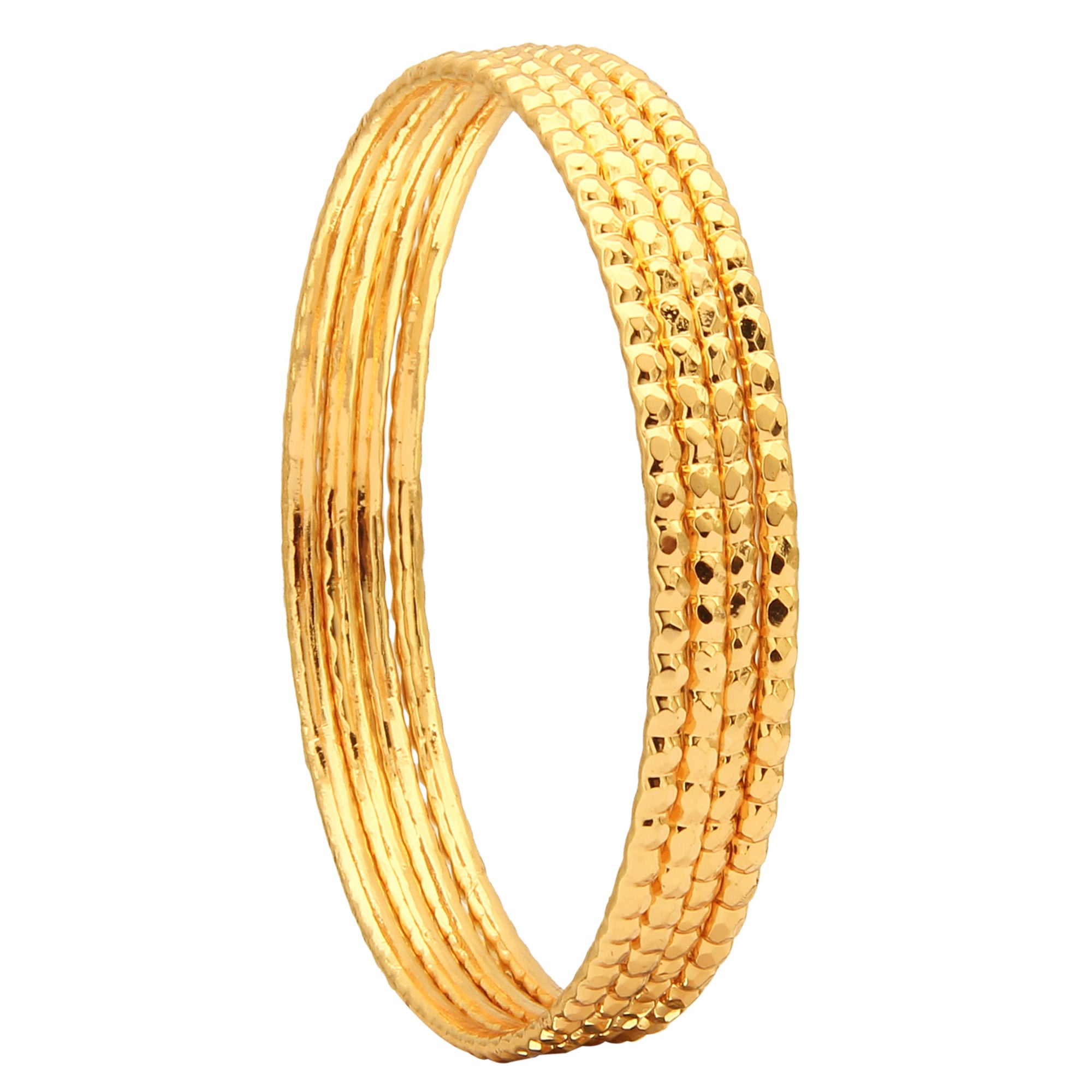 Traditional Wear Micro Gold Finished Thin Bangles Set