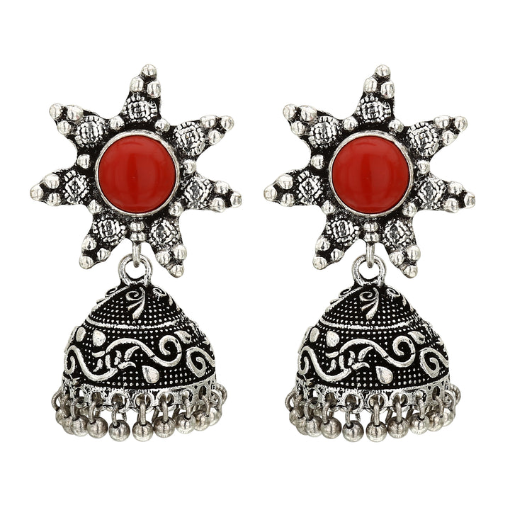 Latest Oxidised Silver Jhumka Earrings Online - Sasitrends