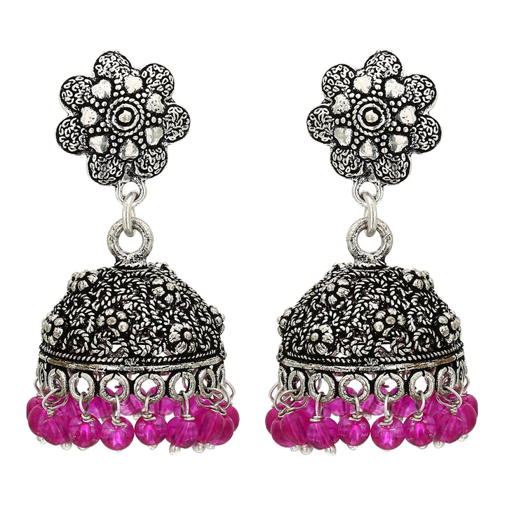 Oxidised Silver Jhumka Earrings - Sasitrends