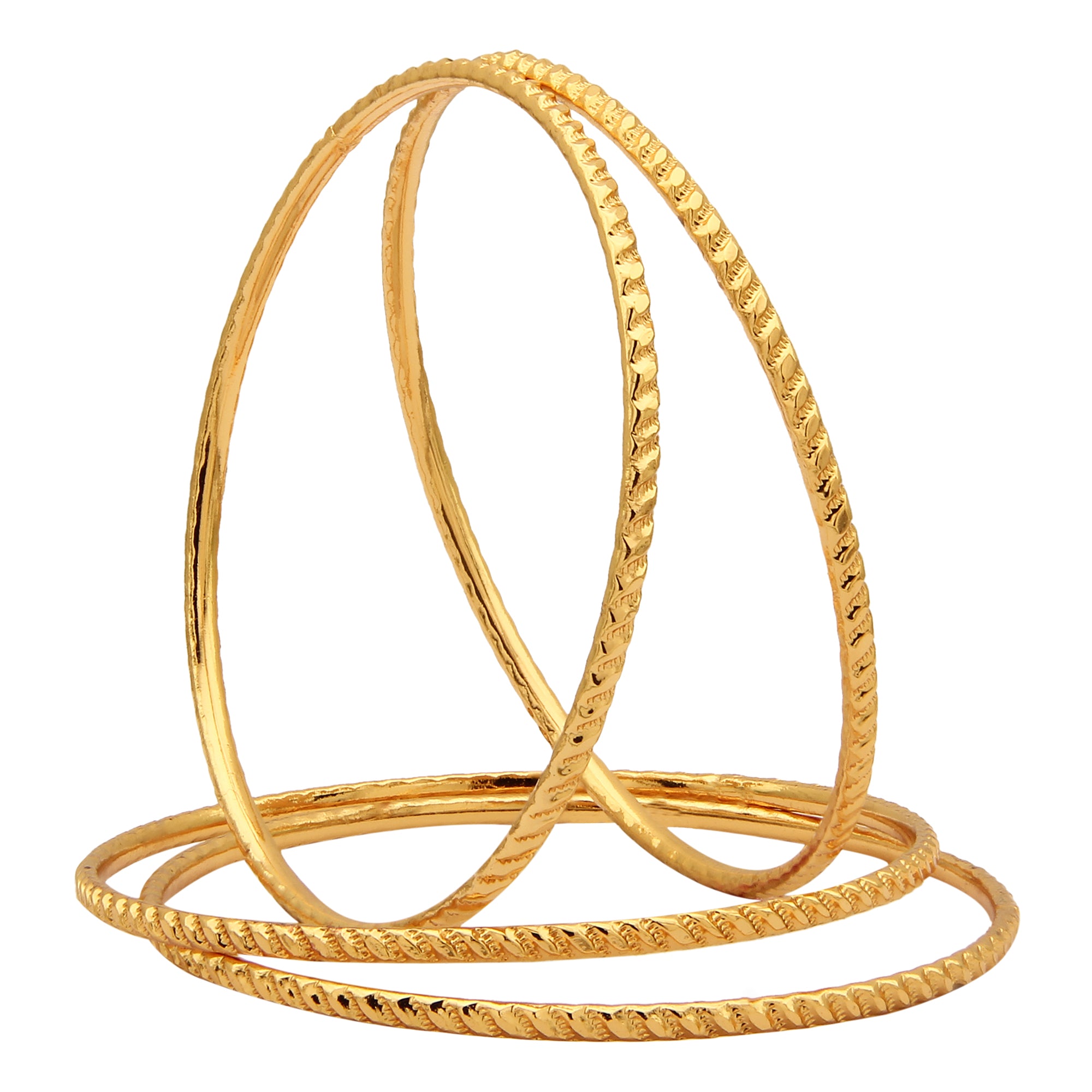 Exquisite Set of 4 Thin Bangles: Micro Gold Finish, Perfect for Traditional Wear and Festive Occasions - Sasitrends