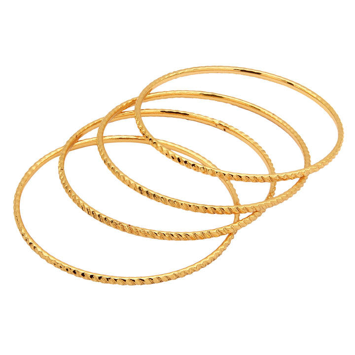 Trendy Micro Gold Finished Thin Bangles Set for Traditional Wear - Women's Fashion