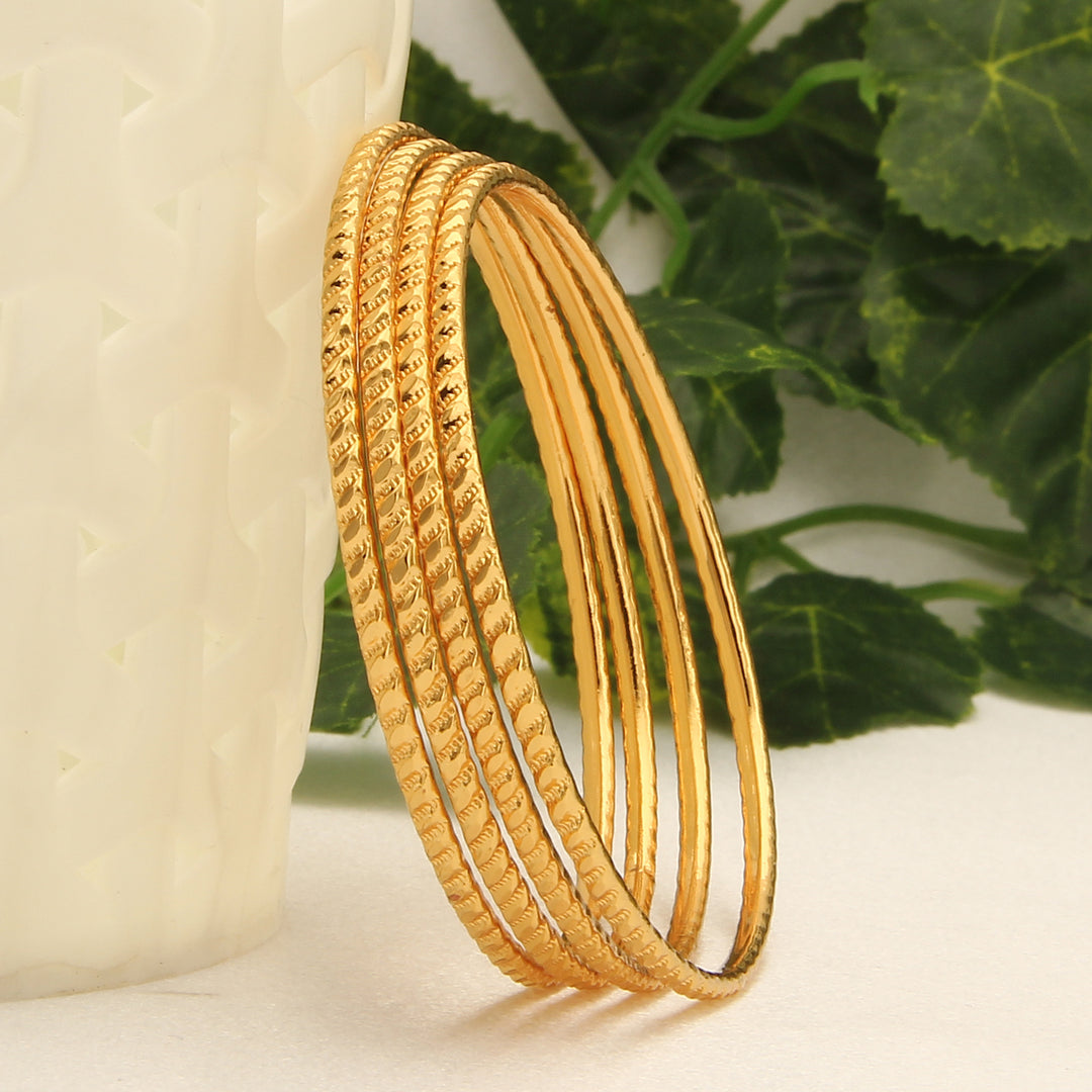 Timeless Elegance: Micro Gold Finished Thin Bangles - Ideal for Traditional Wear