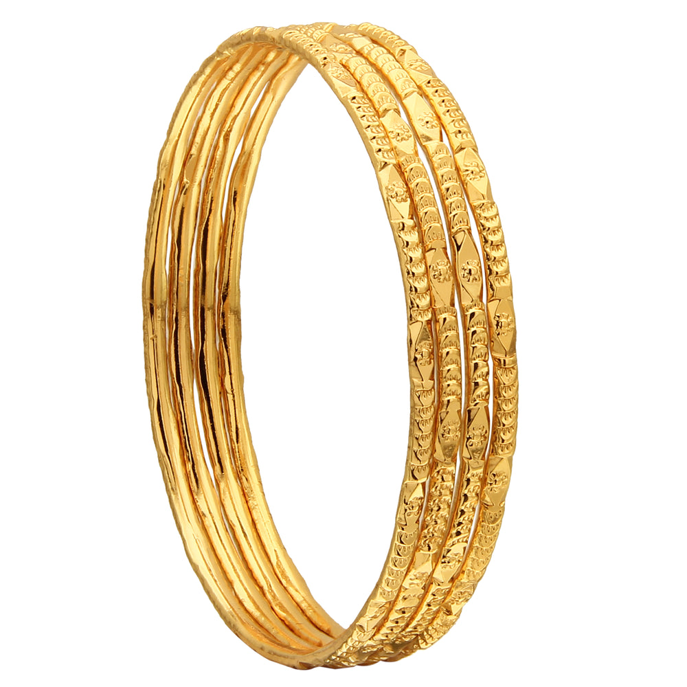 Trendy Traditional Wear Micro Gold Finished Bangles Set - Women's Fashion