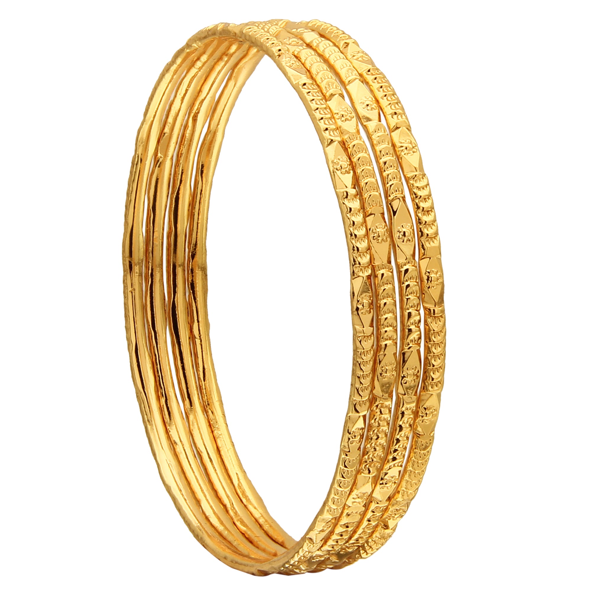 Trendy Traditional Wear Micro Gold Finished Bangles Set - Women's Fashion