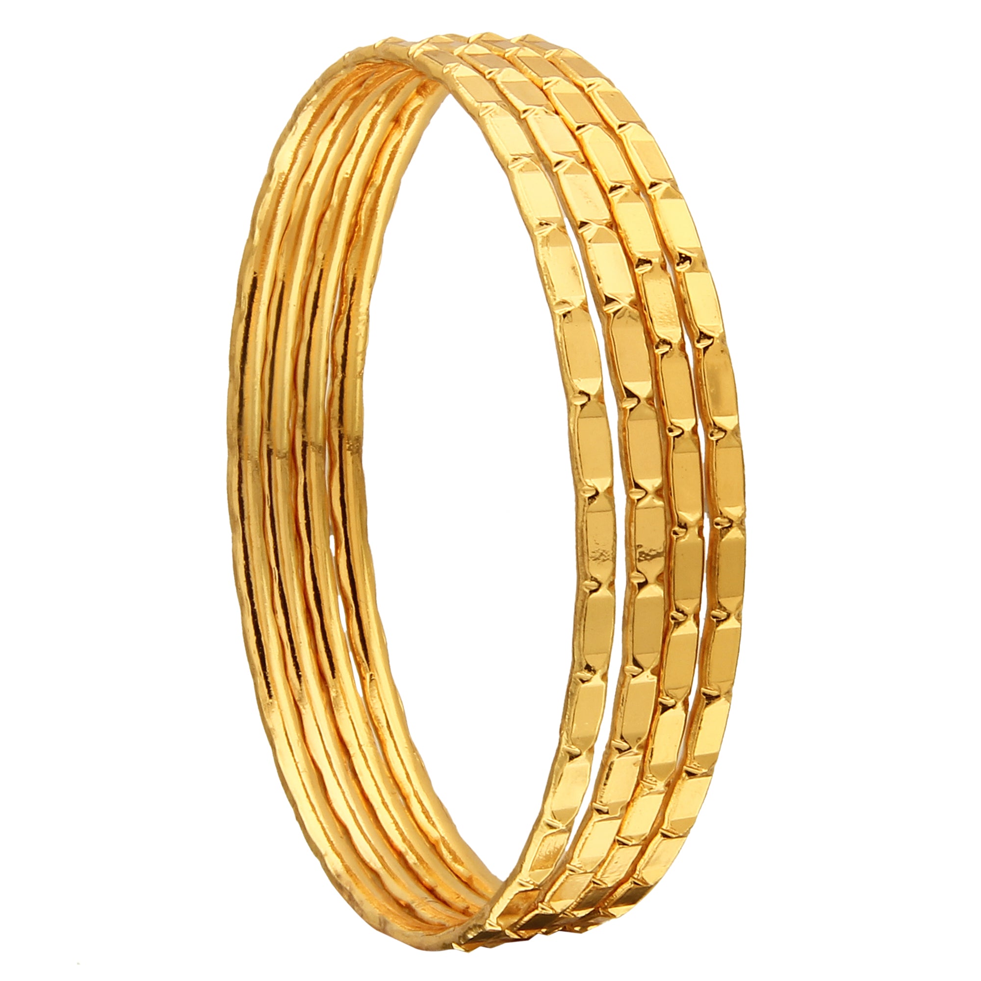 Set of 4 Micro Gold Finished Thin Bangles - Festive Chic for Online Shopping